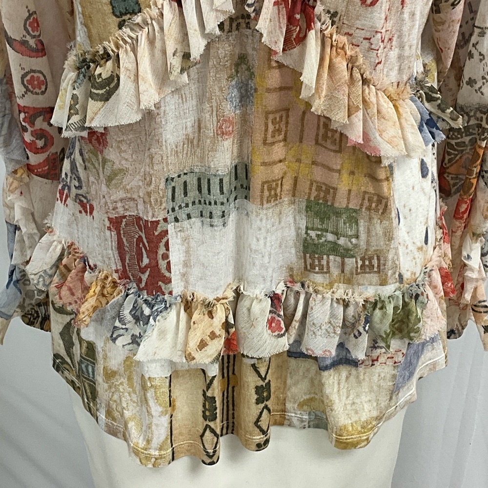 Anthropologie Tiny Bohemian Patchwork Ruffle Blou… - image 3